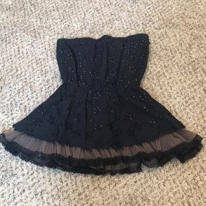 Strapless Cotton and Tulle Top
